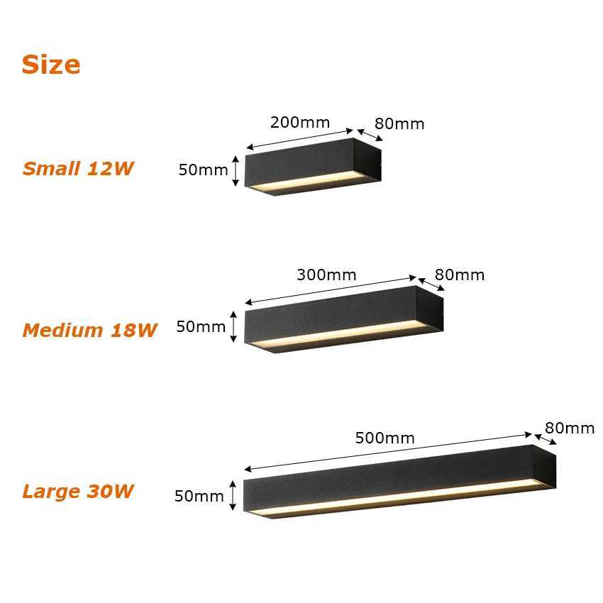 12W 18W 30W LED Wall Lamp Outdoor Waterproof Strip Wall Lights Porch Sign Lighting Courtyard Garden Decor Light Fixture Aluminum XJ250624