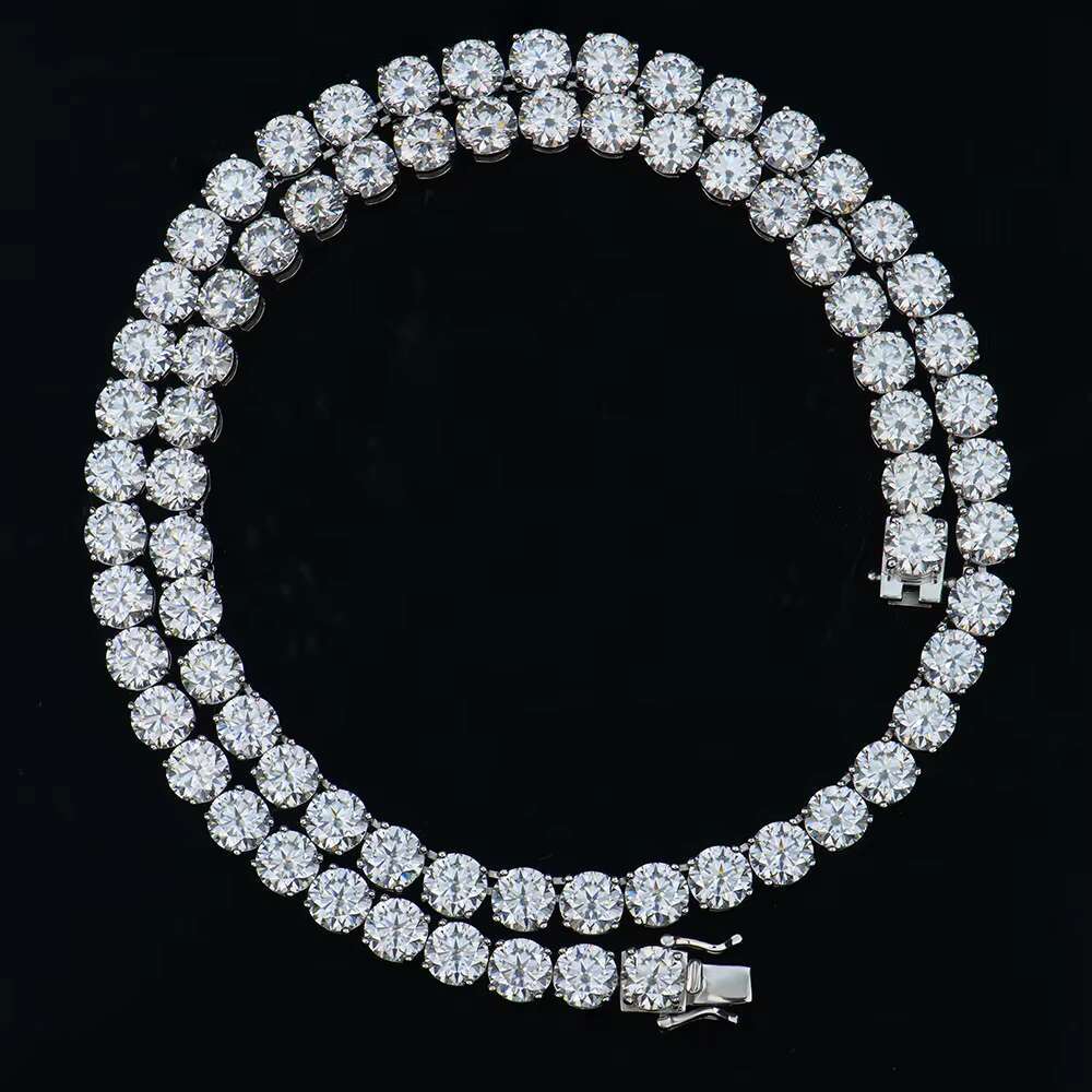 Wholesale Moissanite Round Necklace Best Sellers Fast Delivery S925 Silver Cuban Tennis Necklace Vvs Moissanite Men Women