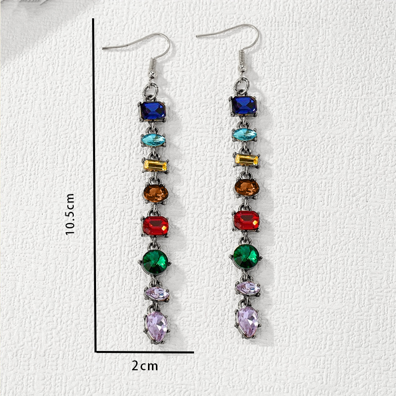 1 Pair of Tassel Chain Inlaid Dia Earrings Creative Style