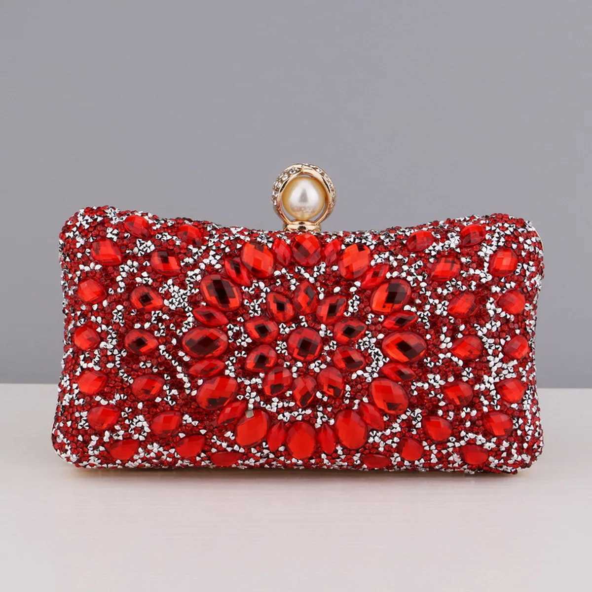 Full Diamonds Evening Bags Acrylic Flower Rhinestones Clutch Bags Metal Pearl Luxury Prom Wedding Dinner Handbags M250625