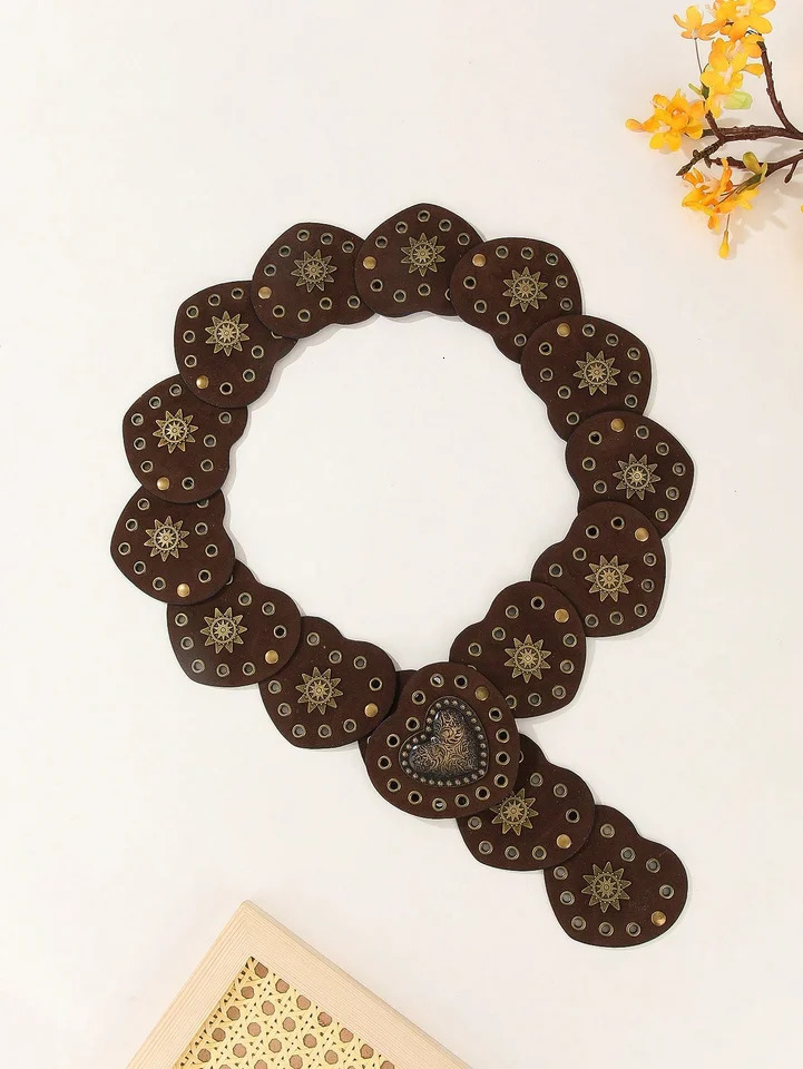 1PC Y2K Gongsang Celebrity Dress Western Cowboy Heart Belt Unique Fashion Retro Style Dress with Belt 250618