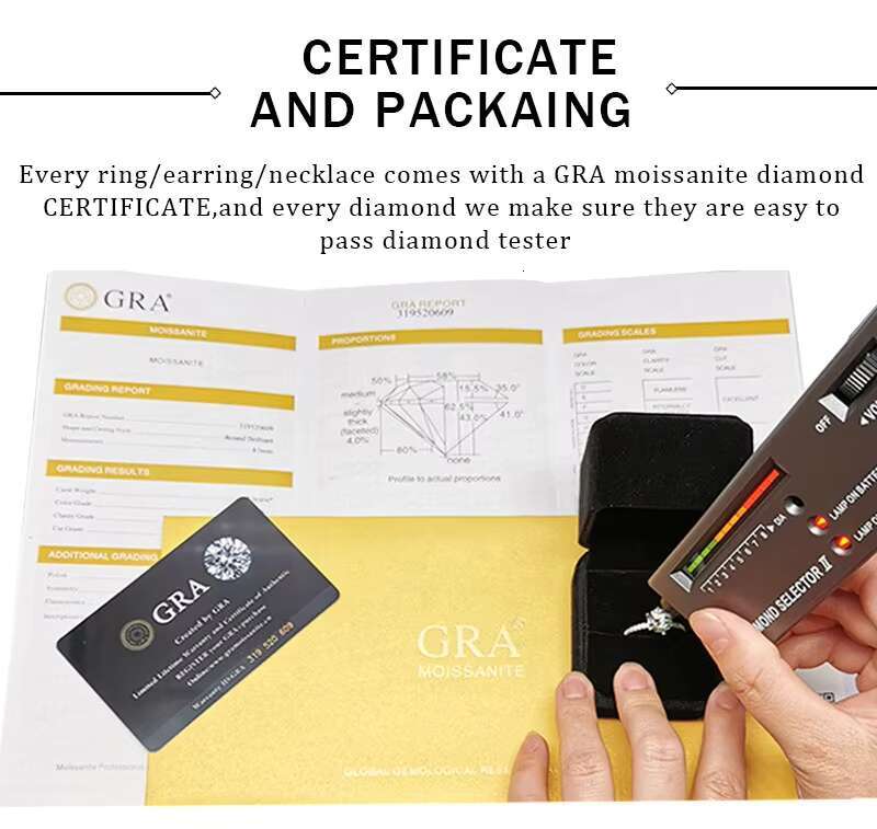 Classic 1ct Moissanite Man Ring 6.5mm Round Brilliant Cut White D VVS Moissanite Diamond Ring Hight Quality Men Silver Ring