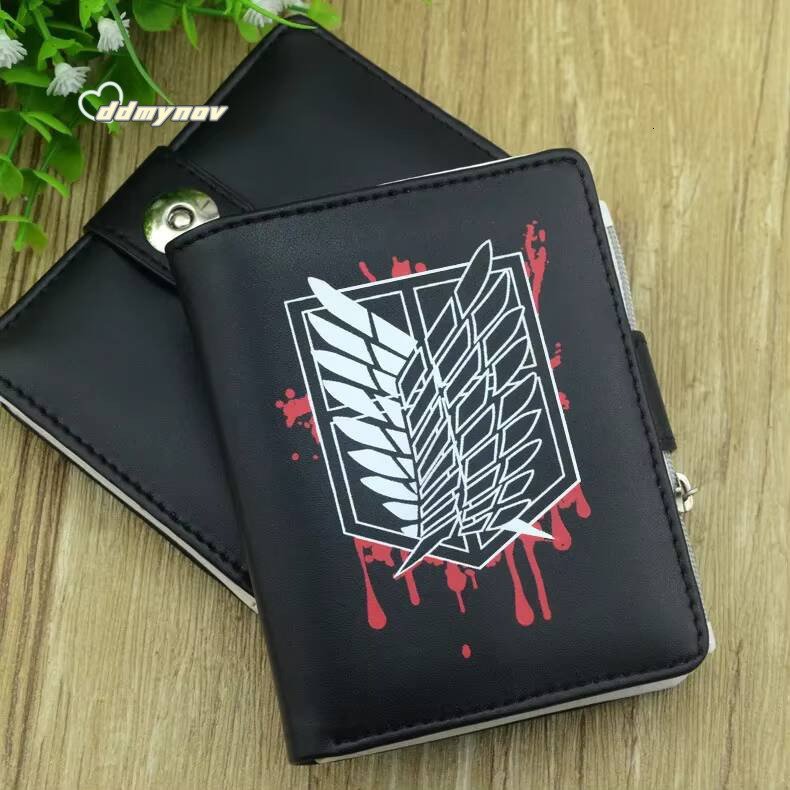 Anime AOT Short Wallet Bifold PU Leather Purse with Coin Pocket for Gift ddmynov