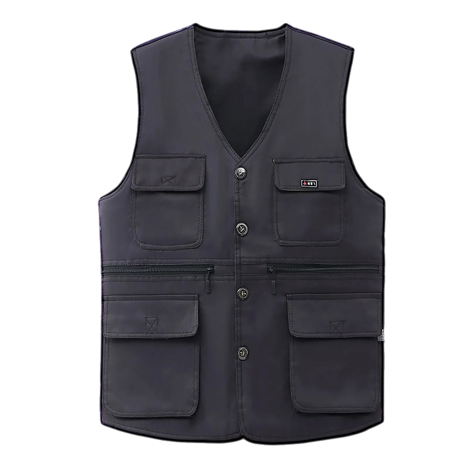 Sleeveless Vestes Jacket For Man Multi Pocket Vest V Neck Casual MenS Waistcoat Button Outdoor Sports Coat Jackets Chalecos 250618