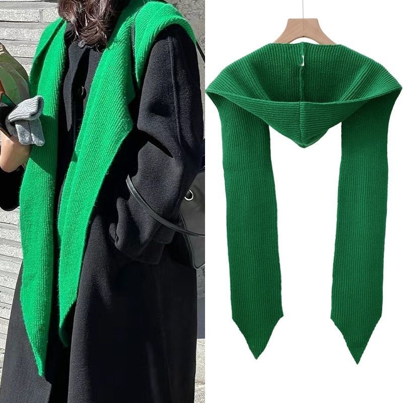 K1129 Autumn and winter wool knitted shawl scarf hat integrated warm college style soft cold-proof artifact decoration versatile Korean version