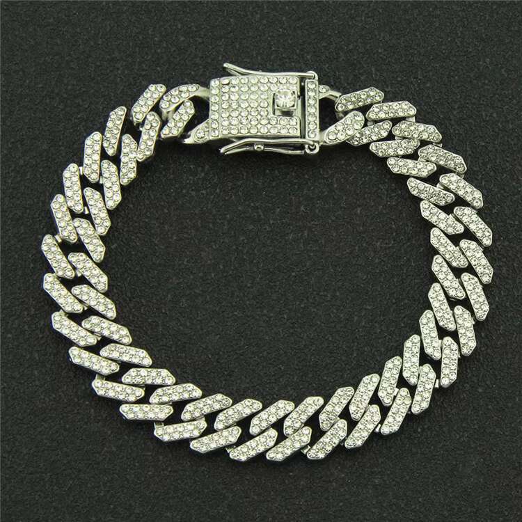 Iced Out 12mm Mens Miami Cuban Link Necklace Hip Hop Lad Diamond Bling Cuban Chain