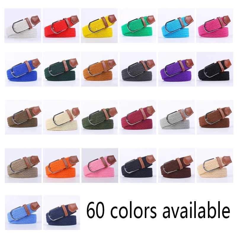 107/120/130cm Unisex Elastic Fabric Woven Casual Belt Pin Buckle Expandable Braided Stretch Canvas Leisure Belts for Men Women W250625