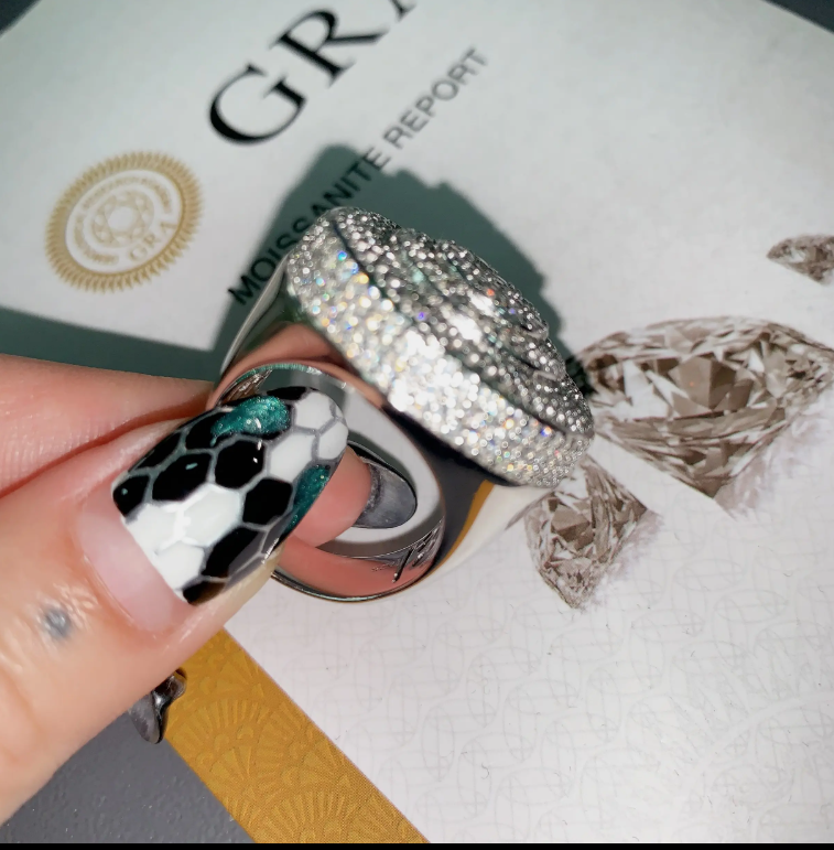 Big Designs Luxury Men's Hip Hop Jewelry Moissanites Iced Out Ring Silver Sterling Jewelry Men's Diamond Ring