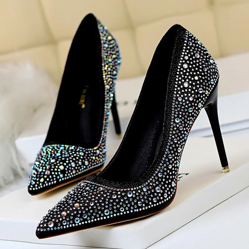 BIGTREE Shoes Rhinestone Woman Pumps Fashion Wedding Shoes Women Basic Pump Stiletto Heels 10cm 7cm Heeled Shoes High Heels 250624