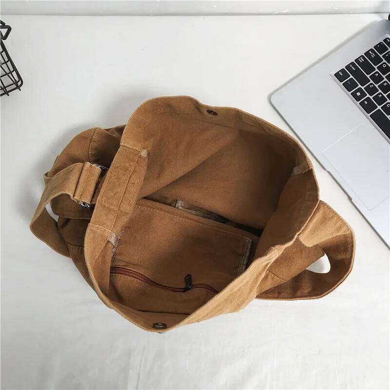 Minimalist Style Shoulder 100% Cotton Unisex Solid Crossbody Canvas Packages South Korea Casual Messenger Bags