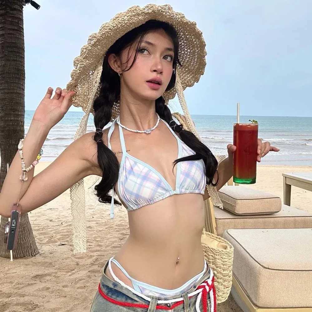 Two-Piece Swimsuit Korean 2025 Bikini Style Women Holiday Swimwear High-End Feelings Summer Vacation Tankini Set WomenS SuitXJ250624