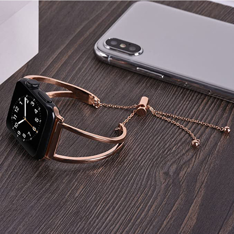 Luxury Premium Triangular Cutout Curved Plate Metal Bracelet iWatch Band New Arrival Fashion Elegant Strap for iWatch Series 1-8