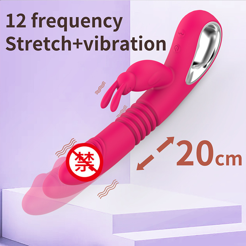 Haoqi Fun New Silicone Telescopic Heating Stick Rabbit Vibrator Female Masturbator Adult Sex Toy