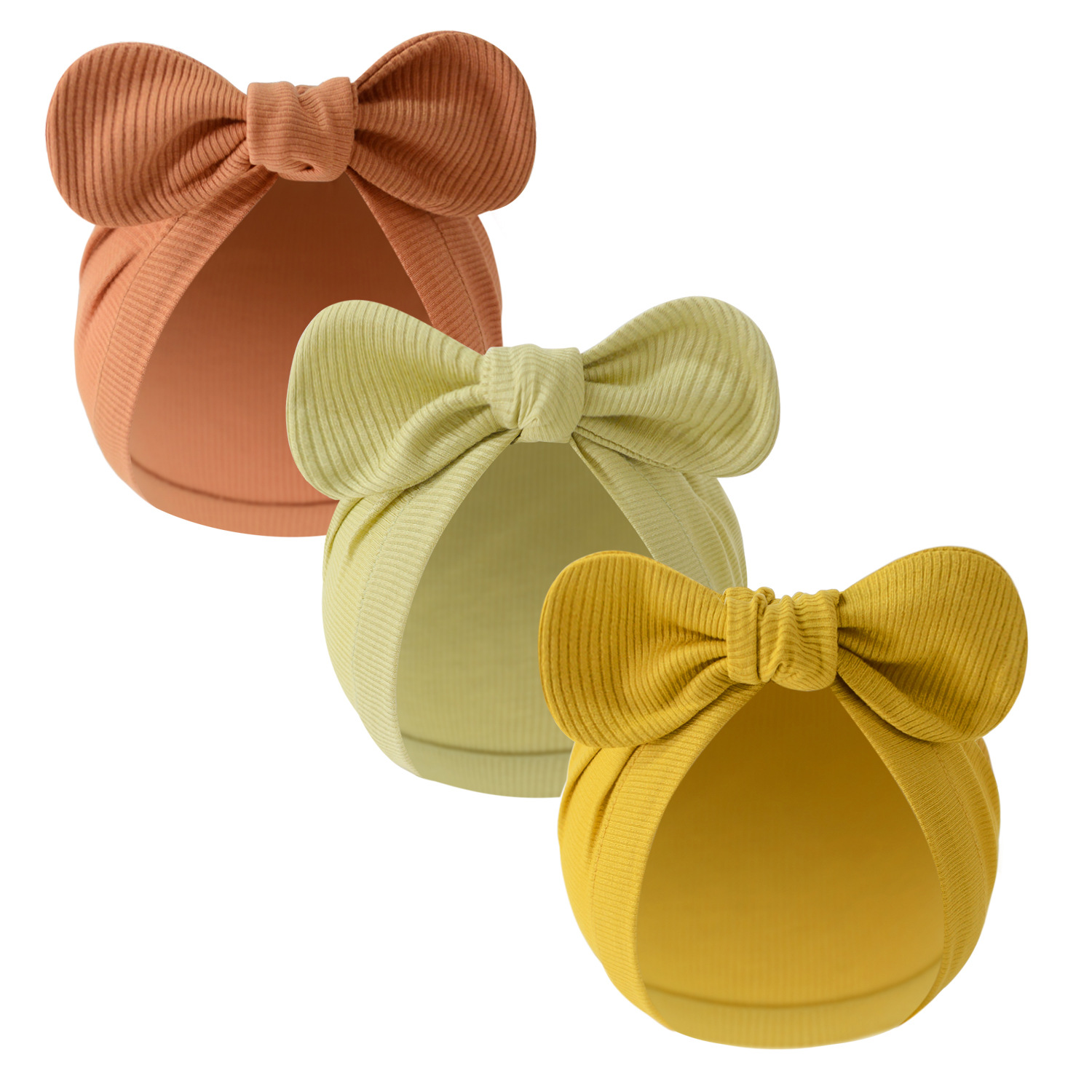 Multi-colored in Bulk, Soft and Warm Plain Weave Baby Bowknot Hat with Customized Logo, Children's Knitted Winter Hat