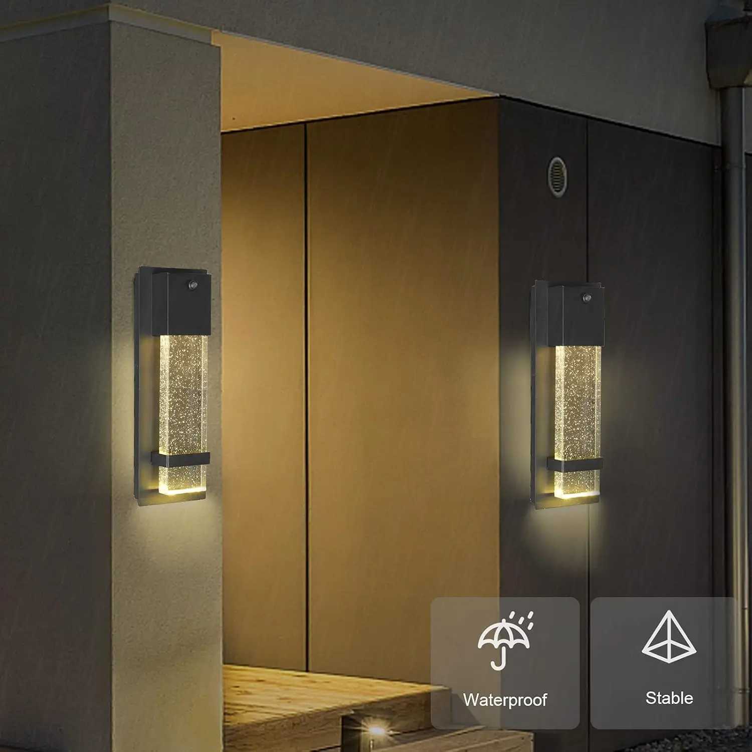 Dusk to Dawn Wall Light Black Aluminum Anti Rust Outdoor Light Bubble Glass Outdoor Waterproof Porch Lanterns for Entryway FrontXJ250624