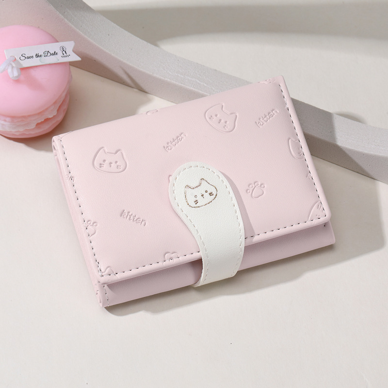 Free Shipping 2025 New Designer Bag Cute Cat Tail Women's Card Holder Wallet High-end Fashion Buckle PU Short Coin Purse Wallet