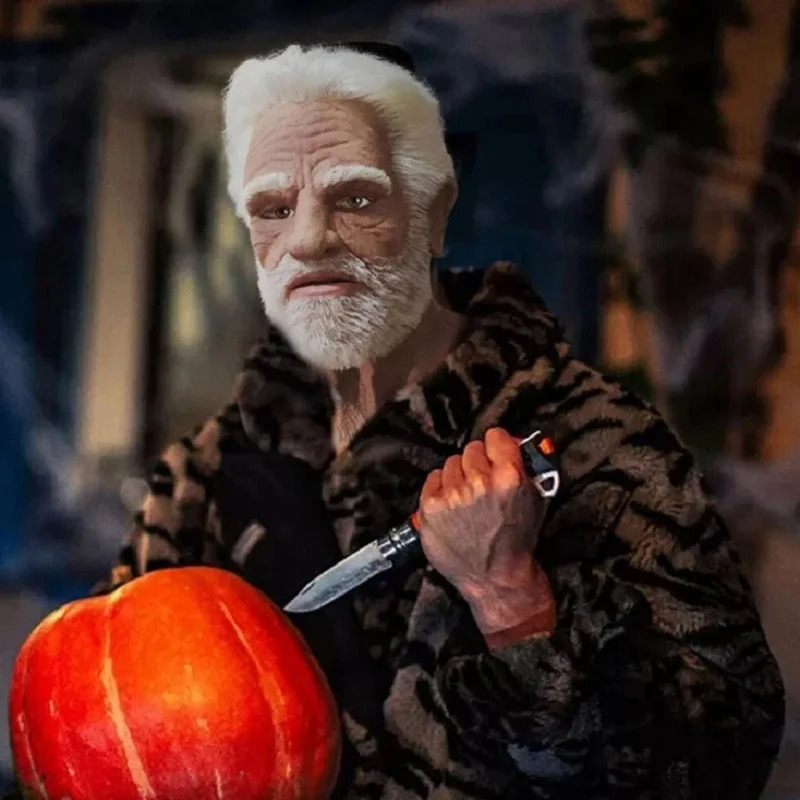 Mr White Mask Halloween Old Bald Man Wig Real Cosplay Props Pography Accessories 250625