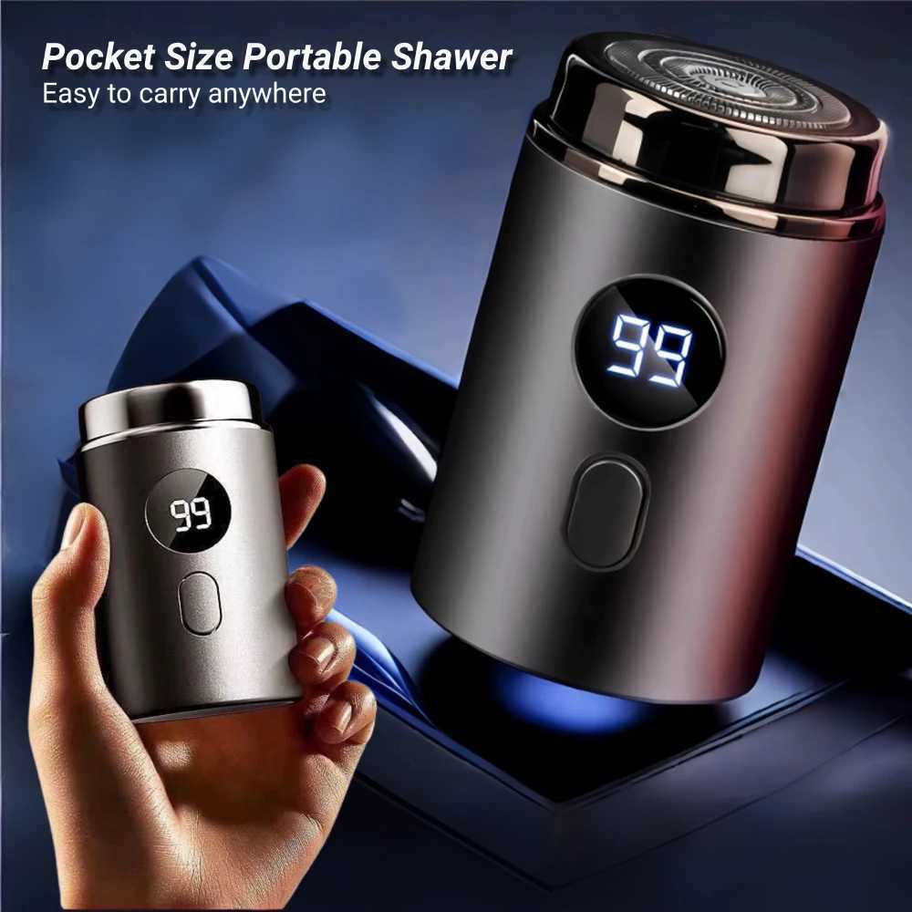 Men Electric Mini Shaver Rechargeable Type-c Charging Car Portable LED Digital Display Wet Dry Shaver Men Women Home Razor W250625
