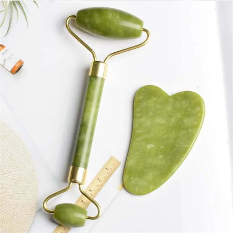 2PCS Natural Massager For Face Gouache Scraper Face Massager Jade Roller Guasha Scraper For Face Microniddle Roller Face Gua Sha 250619