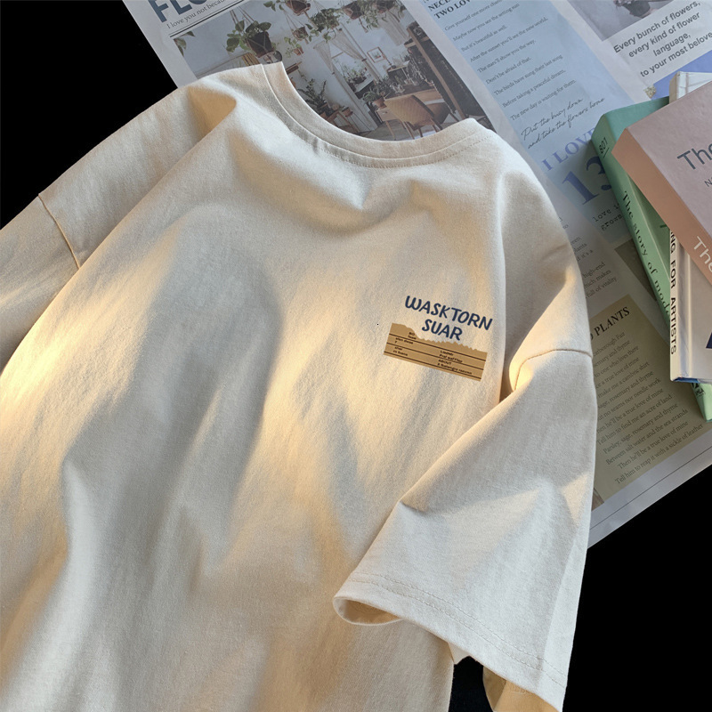 Short Sleeve Men's Summer Cotton Base Shirt designer t shirt T-Shirt Trendy Brand Half Sleeve Fashion Versatile Hong Kong Style Japanese Style T-