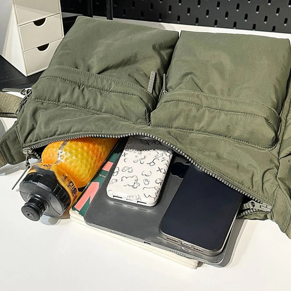 Fashion Large Capacity Nylon Crossbody Bag Harajuku Sports Men Shoulder Zipper Pouch Korean Style Computer Travel 250624