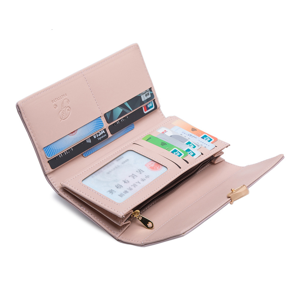 Free Shipping 2025 New Designer Bag Trade Wallet For Women Long Style Japanese And Korean PU Leather Fresh Leaf Buckle Simple Versatile Women's C