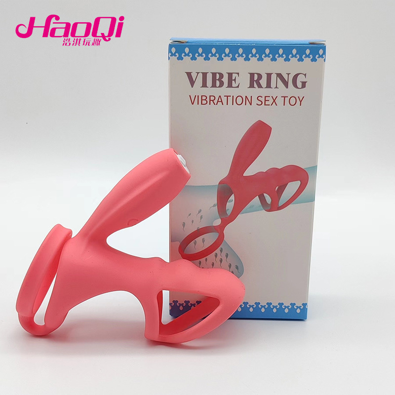 Haoqi Fun New Silicone Vibrating Ring Male Vibrator Massager