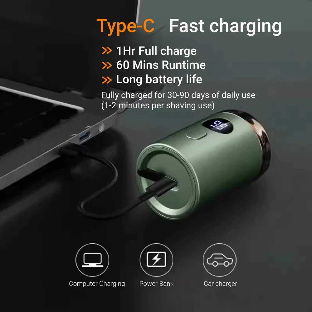 Men Electric Mini Shaver Rechargeable Type-c Charging Car Portable LED Digital Display Wet Dry Shaver Men Women Home Razor W250625