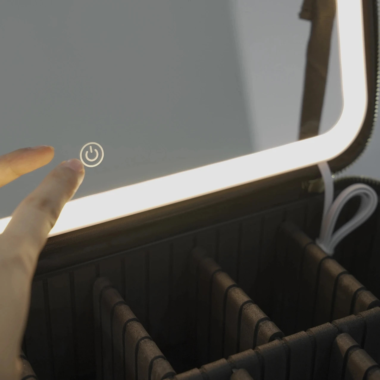 Black/Pink Large Smart LED Cosmetic Case with Mirror - Portable Travel Makeup Bag 250625