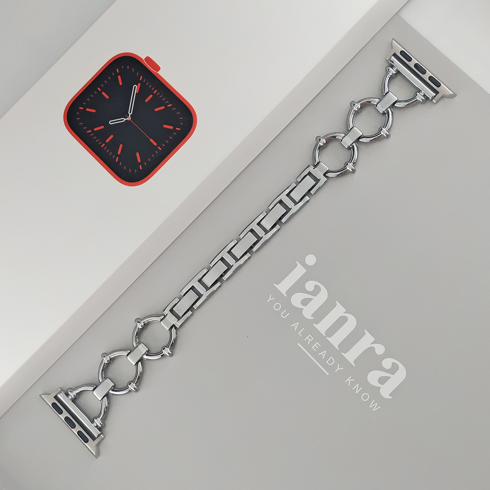Luxury High End O Shaped Metal Chain Watch Straps for iWatch 8-1 SE Series