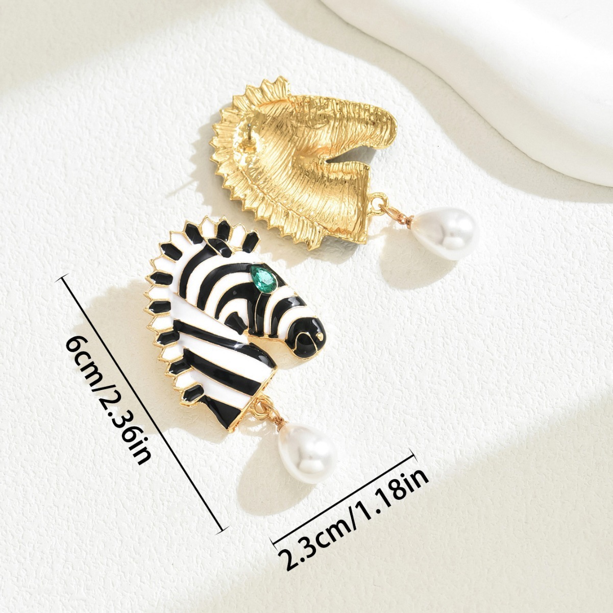 Oil Drop Earrings Unique Zebra Small Animal Design Inlaid With Dias And Pearls