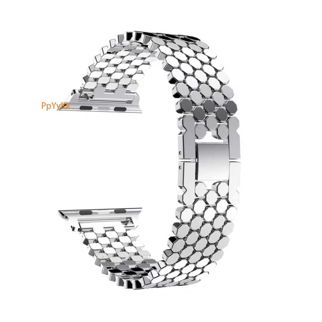 Luxury High End Starlight Colored Fish Scale Honeycomb Metal Watch Strap for Apple iWatch