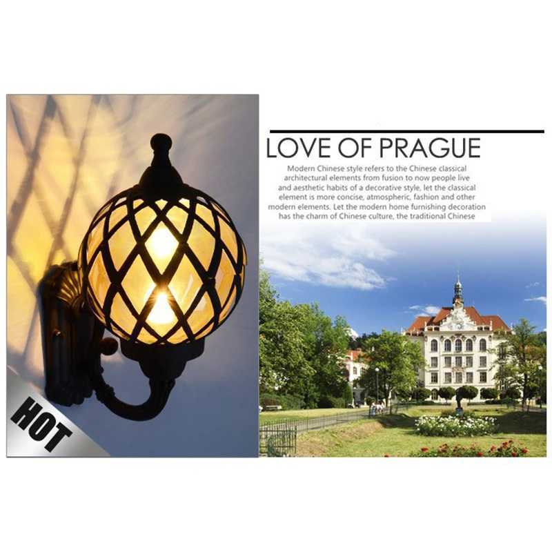 European Outdoor Waterproof Wall Lamp Balcony Garden Yard Decor LED Lighting Creative Glass Ball Black Aluminum Lighting FixtureXJ250624