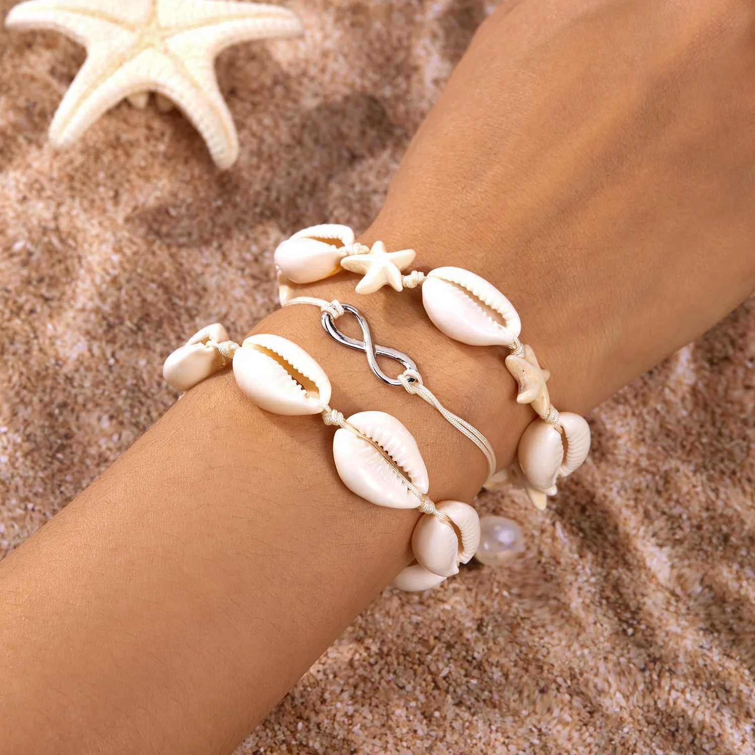 Summer Bohen Flower Starfish Sea Turtle Pendant Bracelet Set for Women Polymer Clay Colorful Beaded Bangle Beach Jewelry X250625