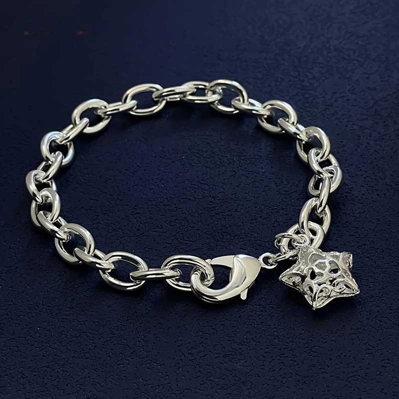 cute 925 sterling Silver Buckle Star chain Bracelet for wen lady men Suitable for lover wan men Fashion Jewelry Party Gifts X250625