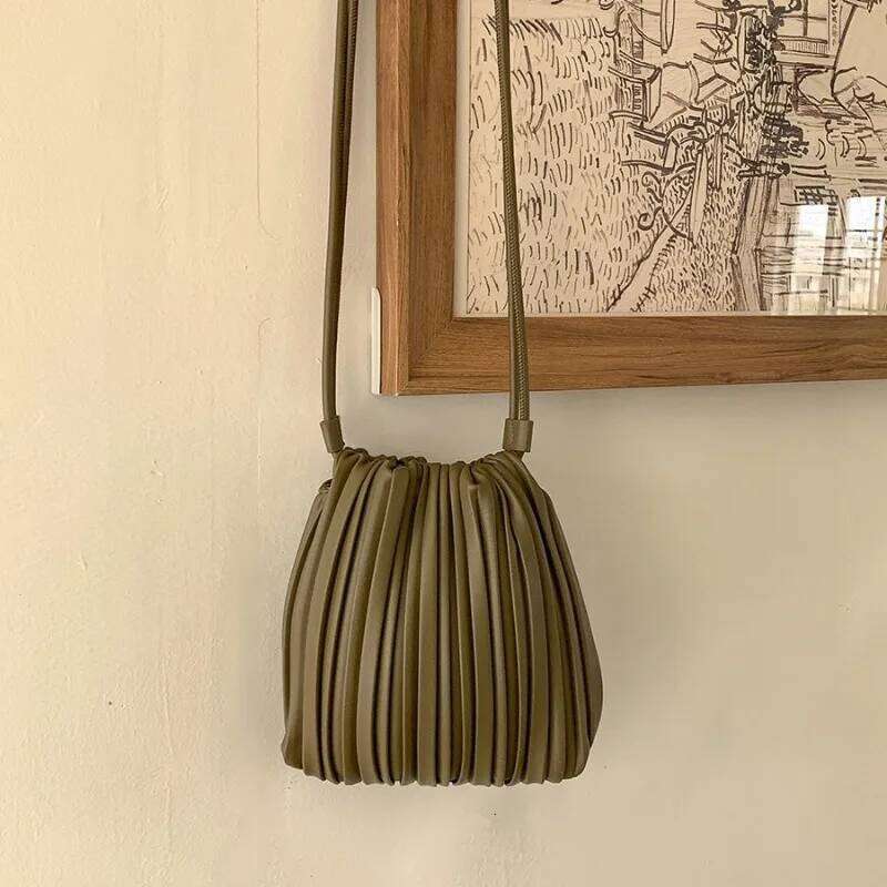 Summer Fashion New Crossbody Women's PU Single Shoulder Mini Versatile Pleated Casual Small Square Bag