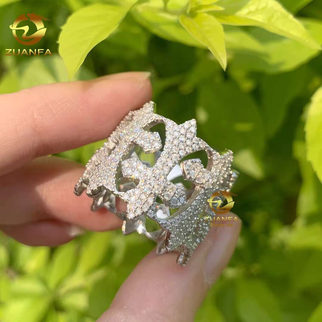 Iced Out Jewelry Luxury Style S925 With Vvs Moissanite Diamond Custom Ring Pass Diamond test Hip Hop Ring