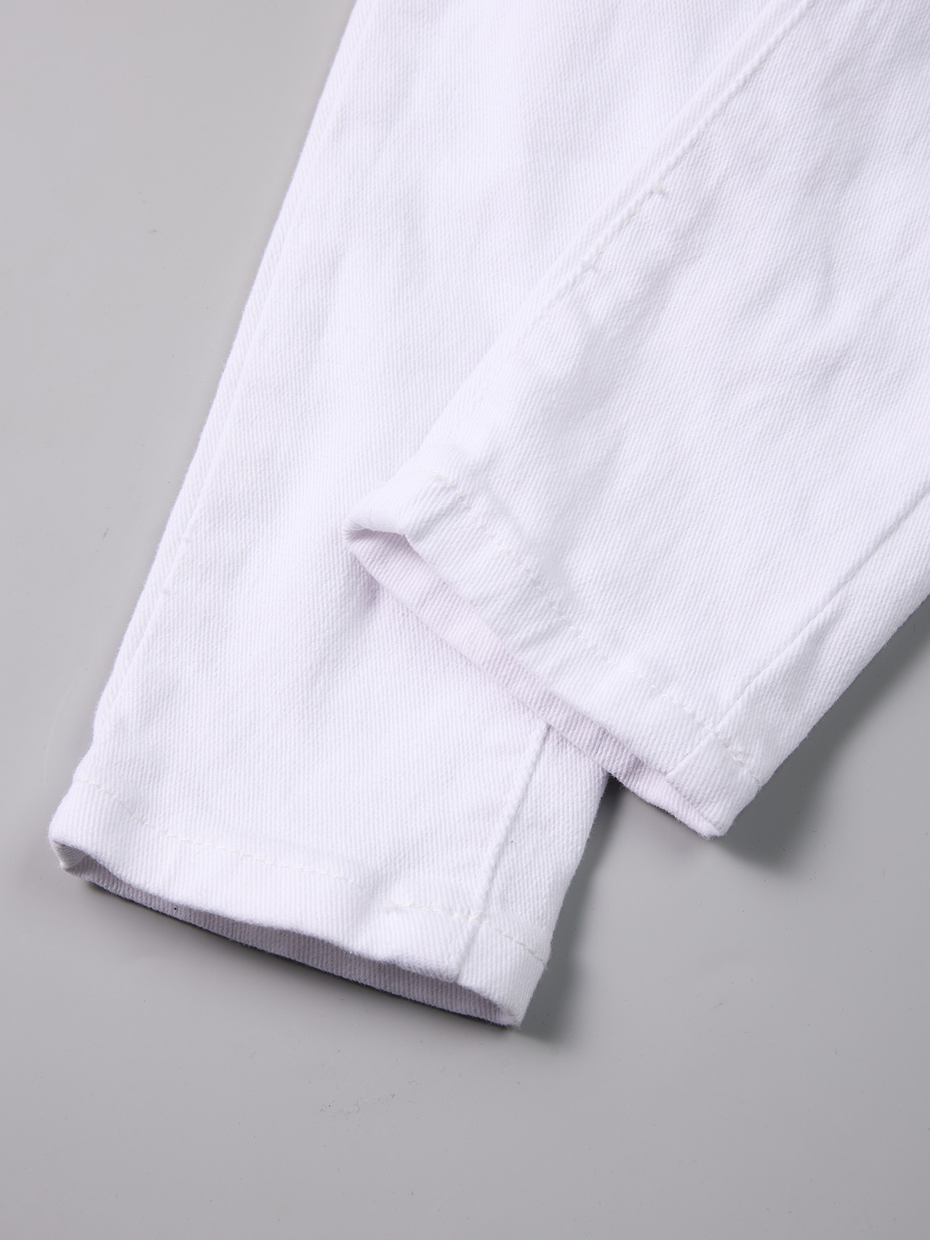 Children's White Denim Tight Pants with Black Devil Face Pattern for Halloween