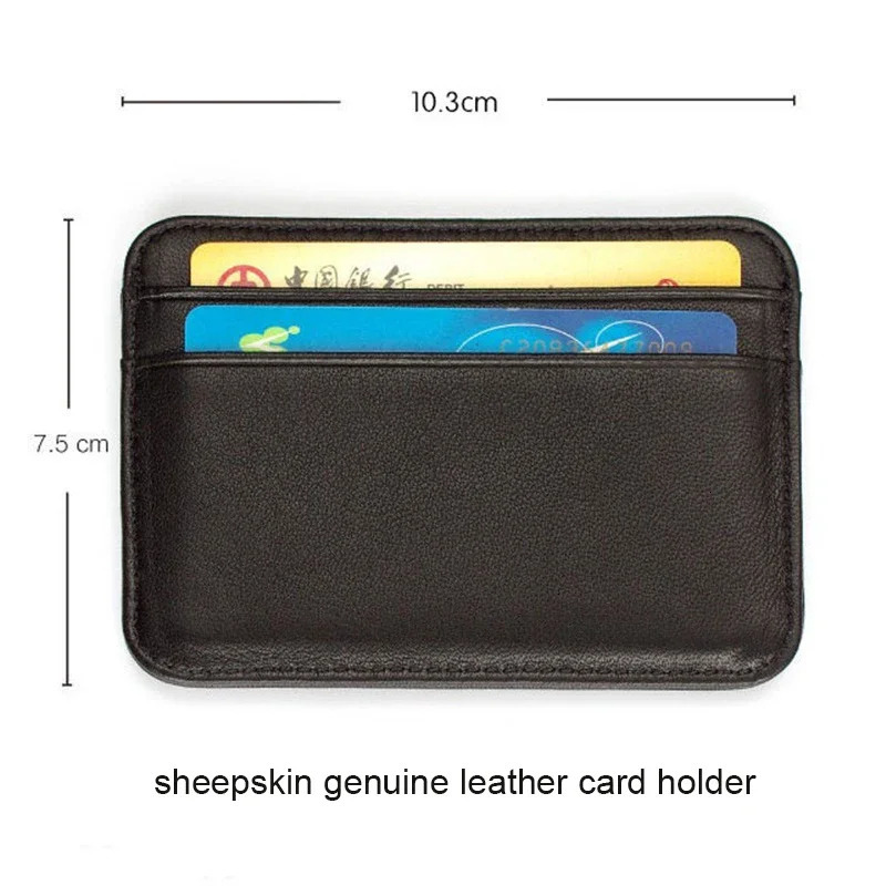 Real Cow Genuine Leather Credit Card Holder Wallet Men Women Slim Thin Minimalist Wallet Purse Money Bank Cardholder Case Choice 250624