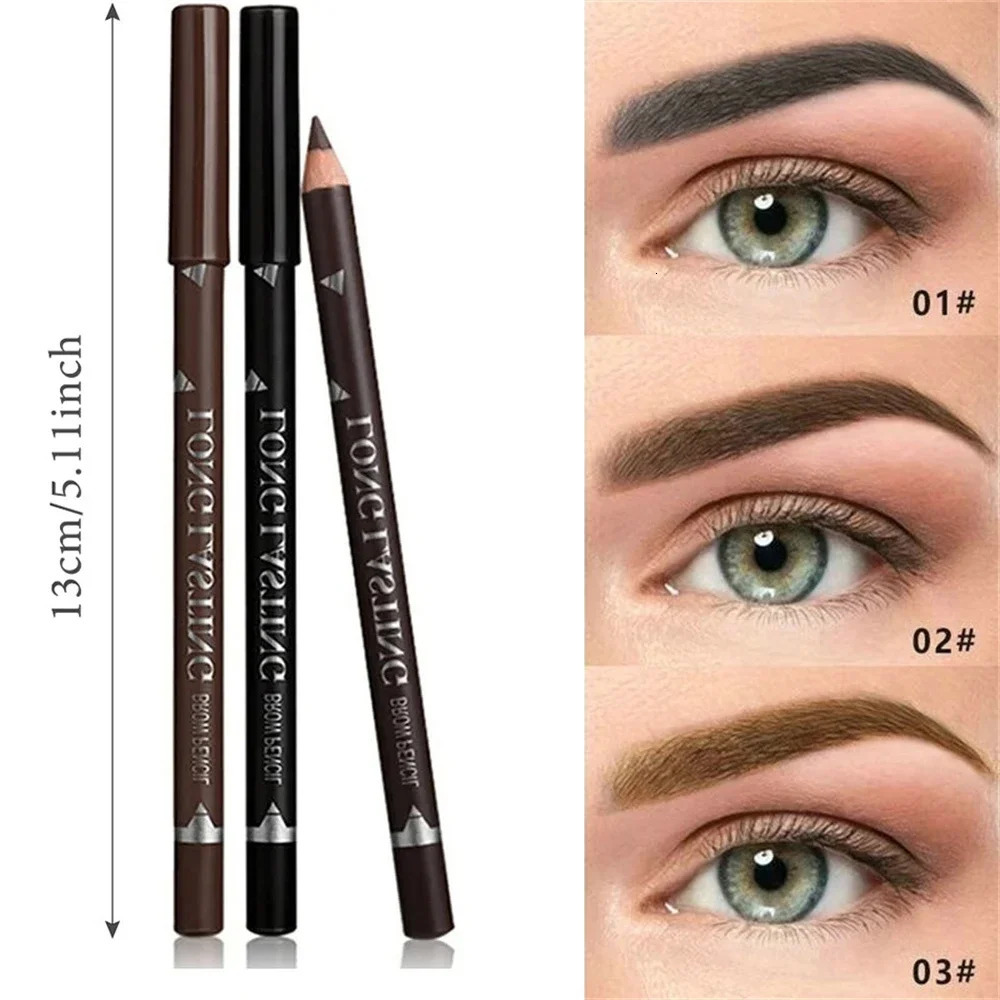 3-Color Long Lasting Black Brown Eyebrow Eyeliner Pencil Waterproof Sweat Proof Halo Proof Wooden Pole Liner Cosmetic Pen 13Pc 250625