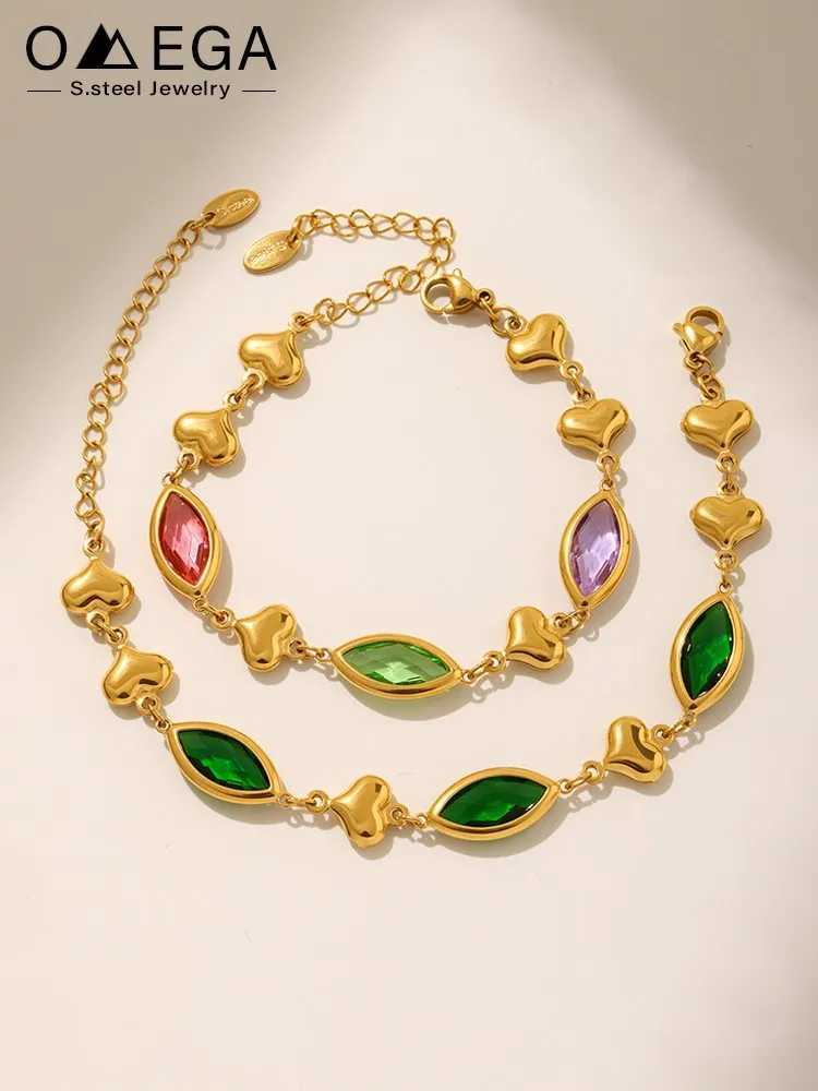 Stainless Steel Chain Bracelet With Multi-Shiny Fusiformis Faceted Czech Crystal For Womens Luxury Bracelets X250625