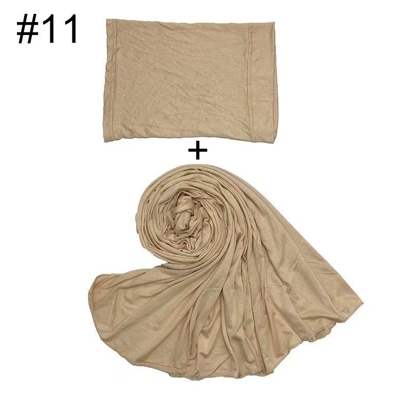 T1058 solid color cotton jersey mercerized cotton modal soft ladies scarf bottoming hat combination