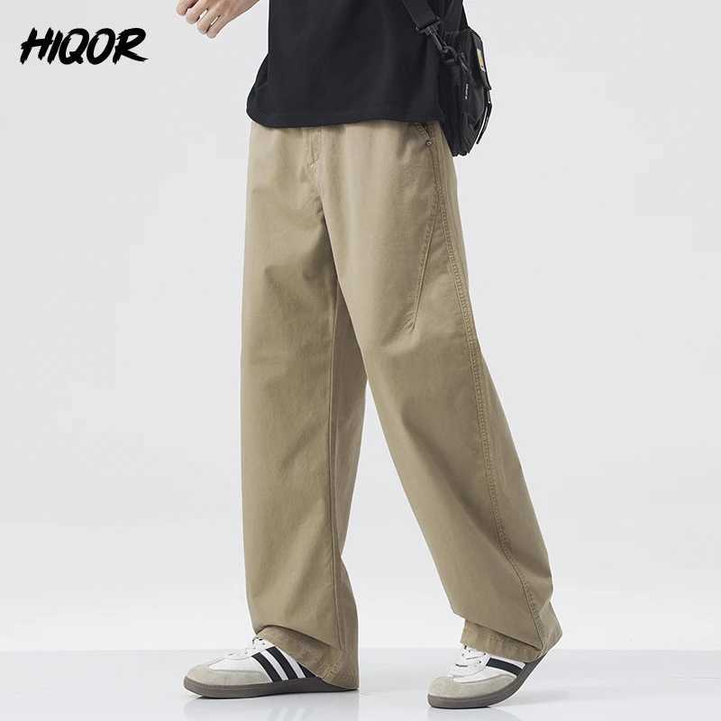 HIQOR American Casual Straight Pants Spring Mens Pants Summer Y2k Cargo Pants Baggy Man Armygreen Harajuku Jogging Trousers Man X250625