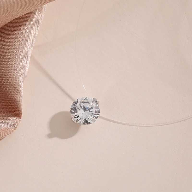 Transparent Fishline Womens Chokers Crystal Ball Pendants Shiny Luxury Wedding Neck Jewelry Fashion Neck Accessories Collar V250625