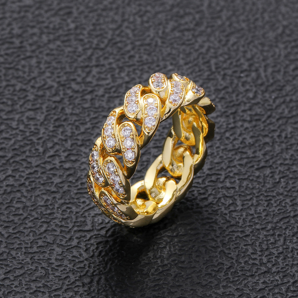 New Arrival Hip Hop Bling Bling Cuban Ring 8mm Full of Diamonds Iced Out Swag Trendy and Unique Unisex Hip Hop Couple Rings Pass the diamond tester