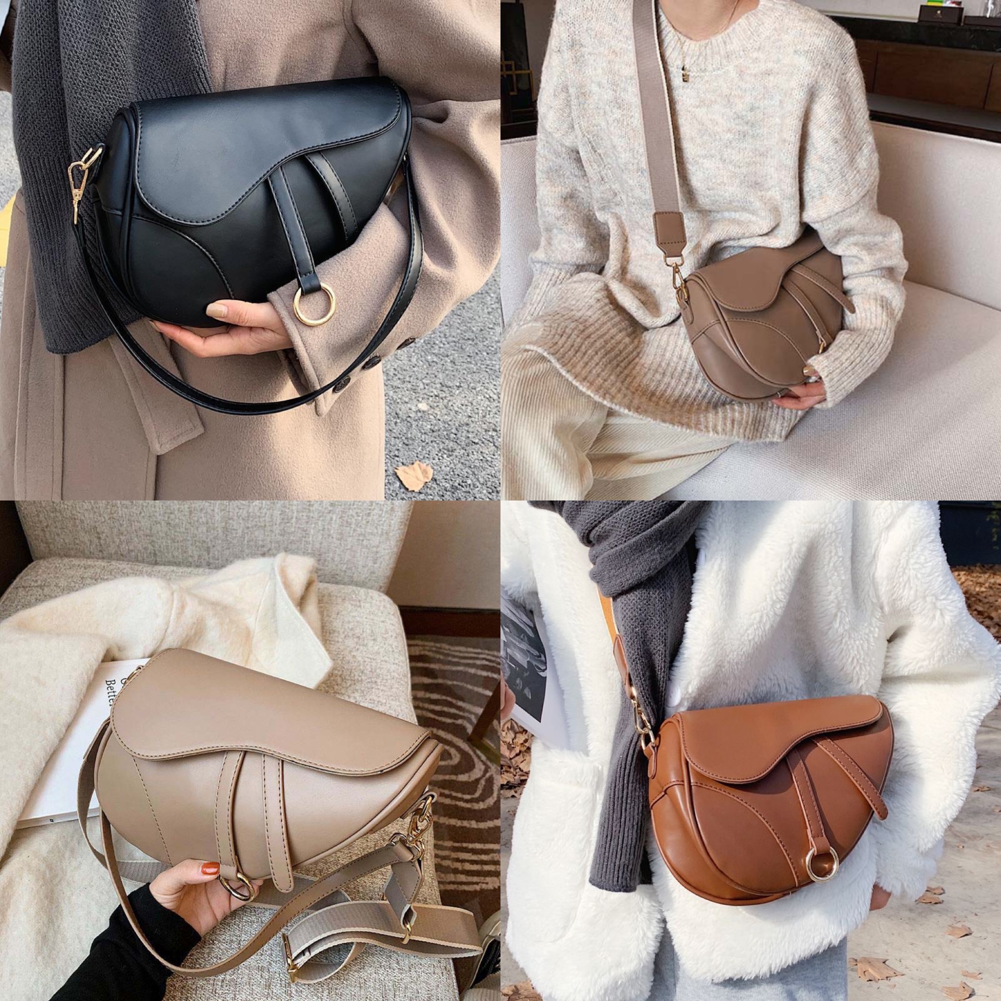 Designer bag saddle bag quality fashion dressing banquet shoulder bag luxury bag 2025 new crossbody bag canvas pu strap phone lipstick storage mother 