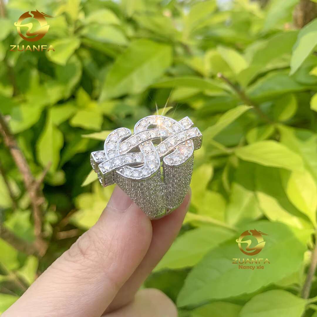 New Arrived Hip Hop Designer VVS Moissanites Iced Out Ring 925 Silver Sterling Jewelry Mens Dollar Ring