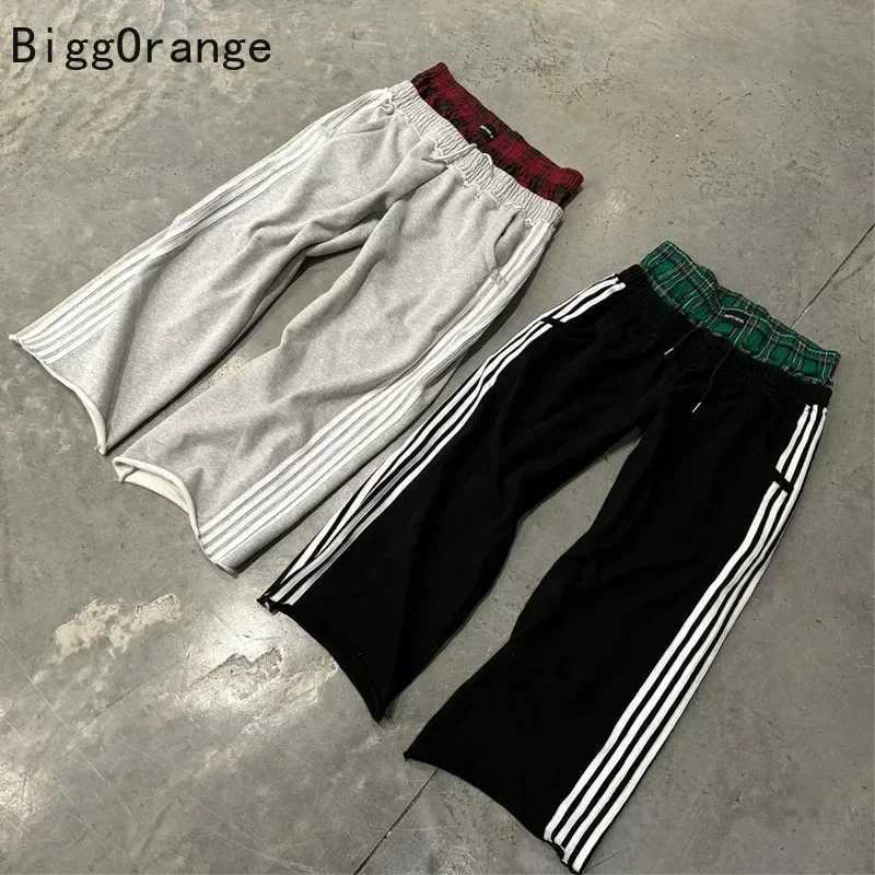 2025Y2K pants old-fashioned double embroidered waist sweatpants men and women casual hip-hop pants street clothing hot sale X250625