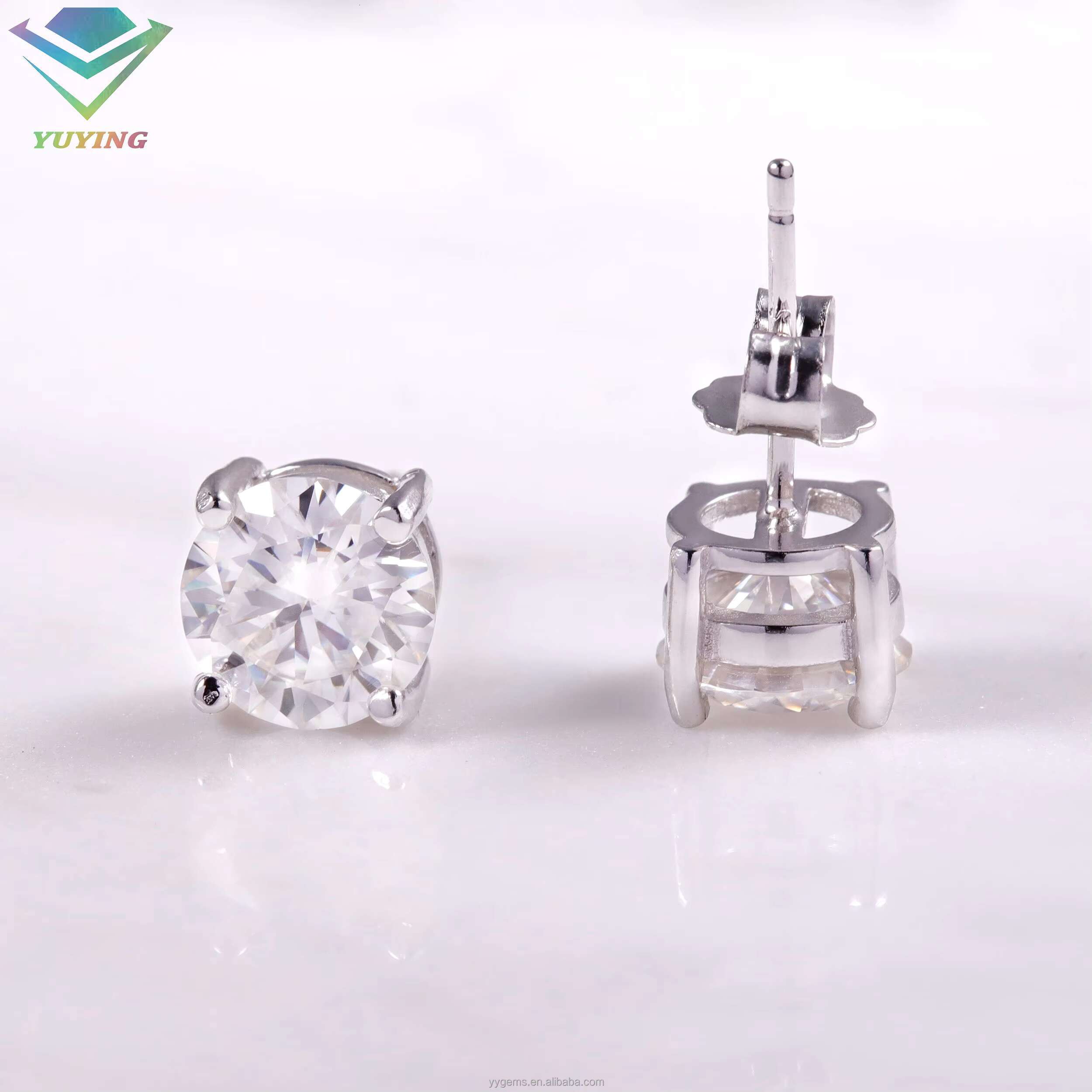 RTS Classic 4 Prongs Mossanite Earrings for Men Women 925 Sterling Silver 1.5CT 2CTVVS Moissanite Diamond Stud Earrings