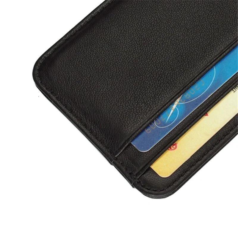 Real Cow Genuine Leather Credit Card Holder Wallet Men Women Slim Thin Minimalist Wallet Purse Money Bank Cardholder Case Choice 250624